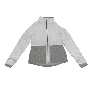 Avia White Gray Lightweight Hooded Zip Up Jacket Size Med (8/10) Women’s